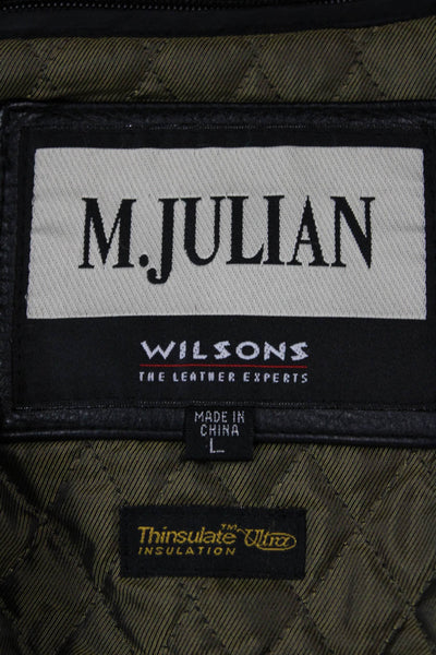 M. Julian Mens Overcoat Black Button Collared Long Sleeve Size L