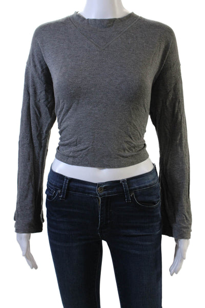 LNA, Women Cropped Jersey T-Shirt Gray Long Sleeve Size M