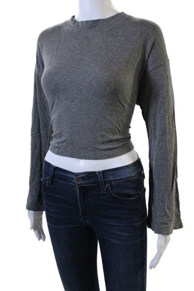 LNA, Women Cropped Jersey T-Shirt Gray Long Sleeve Size M