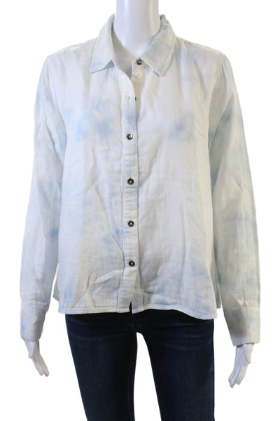 Splendid Women Basic Cotton Collared Button-Up Long Sleeve White Size M