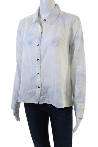 Splendid Women Basic Cotton Collared Button-Up Long Sleeve White Size M