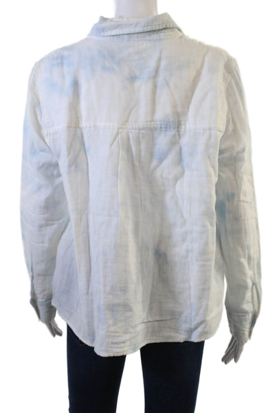 Splendid Women Basic Cotton Collared Button-Up Long Sleeve White Size M