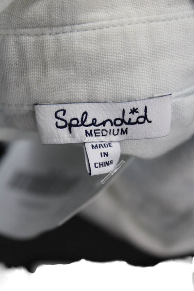 Splendid Women Basic Cotton Collared Button-Up Long Sleeve White Size M