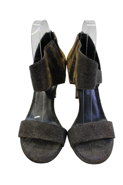 Stuart Weitzman Womens Sparkly Zippered Ultra High Heels Gray Size 8