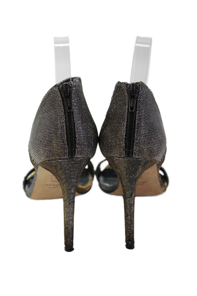 Stuart Weitzman Womens Sparkly Zippered Ultra High Heels Gray Size 8