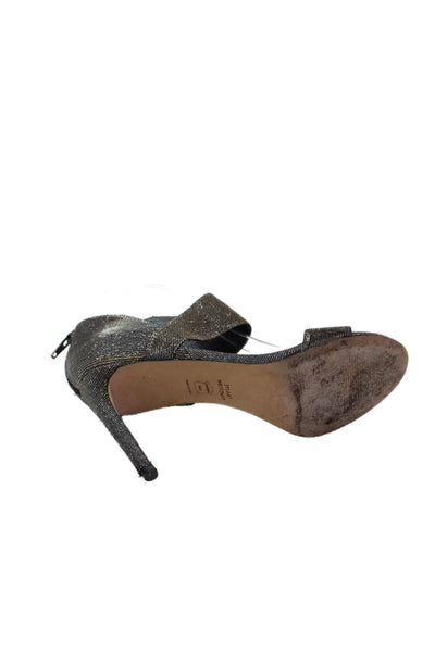 Stuart Weitzman Womens Sparkly Zippered Ultra High Heels Gray Size 8