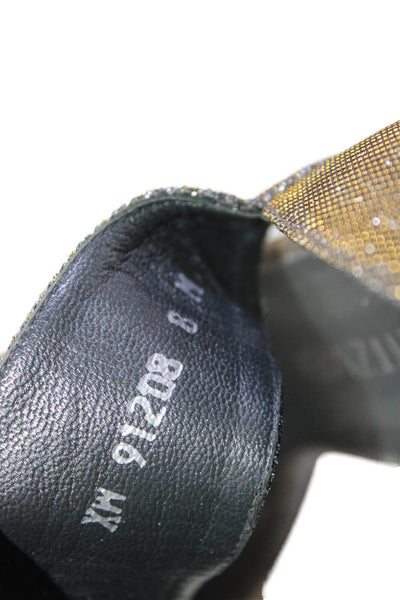 Stuart Weitzman Womens Sparkly Zippered Ultra High Heels Gray Size 8