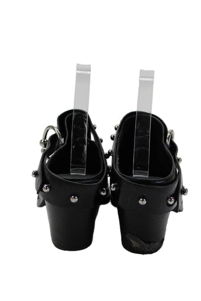 Rebecca Minkoff Womens Leather Pointed Toe Studded O-Ring Heels Black Size 8