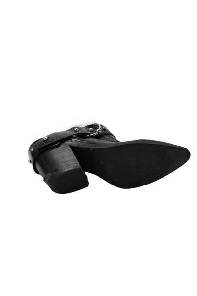Rebecca Minkoff Womens Leather Pointed Toe Studded O-Ring Heels Black Size 8