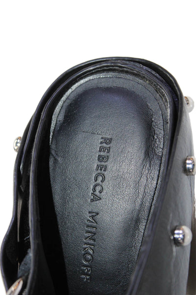 Rebecca Minkoff Womens Leather Pointed Toe Studded O-Ring Heels Black Size 8