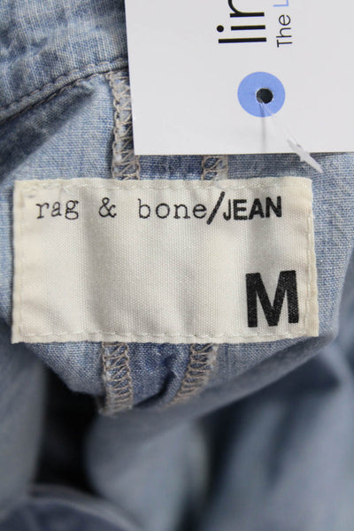 Rag & Bone Jean Women Basic Sleeveless Button-Up Light Blue Cotton Size M
