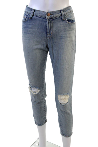 J Brand Women Cropped Ankle Jeans Light Blue Low Rise Size 28