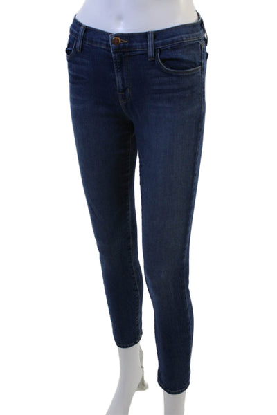 J Brand Women Dark Blue Ankle Skinny Jeans Low Rise Button Size 28