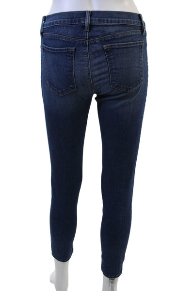 J Brand Women Dark Blue Ankle Skinny Jeans Low Rise Button Size 28