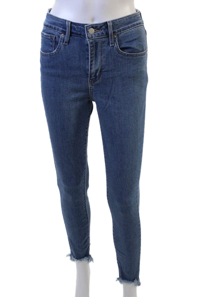 Levi's, Womens Skinny Ankle Jeans Blue High Waist Button Size 28