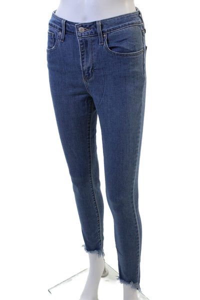 Levi's, Womens Skinny Ankle Jeans Blue High Waist Button Size 28