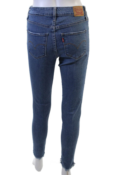 Levi's, Womens Skinny Ankle Jeans Blue High Waist Button Size 28