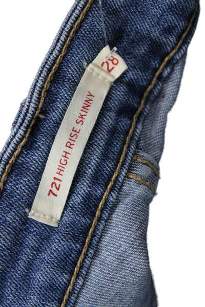 Levi's, Womens Skinny Ankle Jeans Blue High Waist Button Size 28