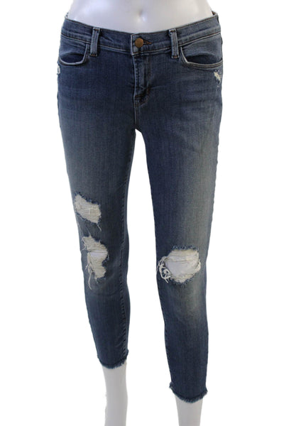 J Brand Women Ankle Cropped Skinny Jeans Dark Blue Size 29