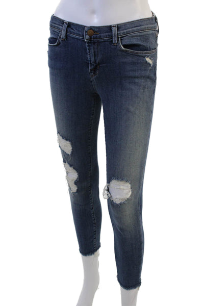 J Brand Women Ankle Cropped Skinny Jeans Dark Blue Size 29