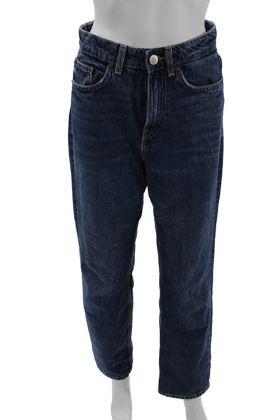 Zara Unisex Straight Dark Blue Jeans Mid Rise 30in Size 4
