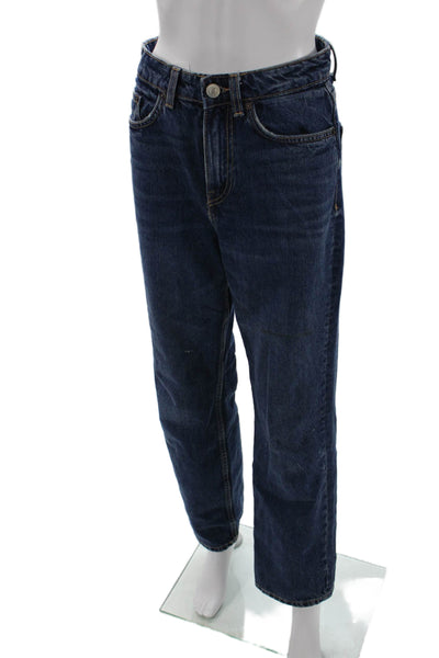 Zara Unisex Straight Dark Blue Jeans Mid Rise 30in Size 4