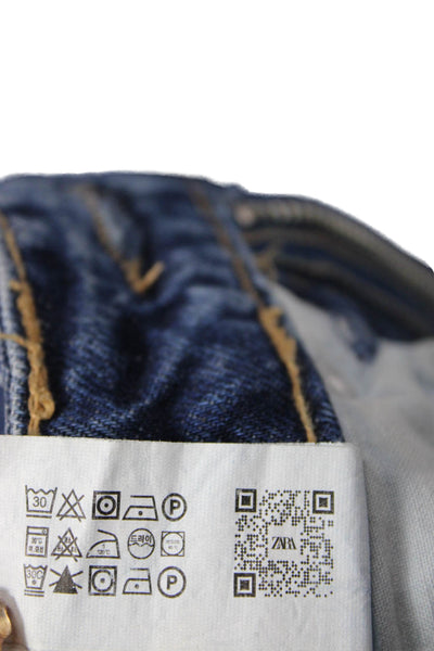 Zara Unisex Straight Dark Blue Jeans Mid Rise 30in Size 4