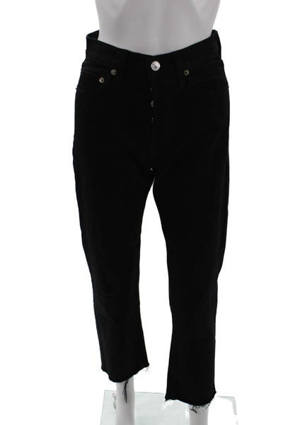 Re/Done Women Cropped Straight Black Jeans High Rise Inseam 28 Size 24
