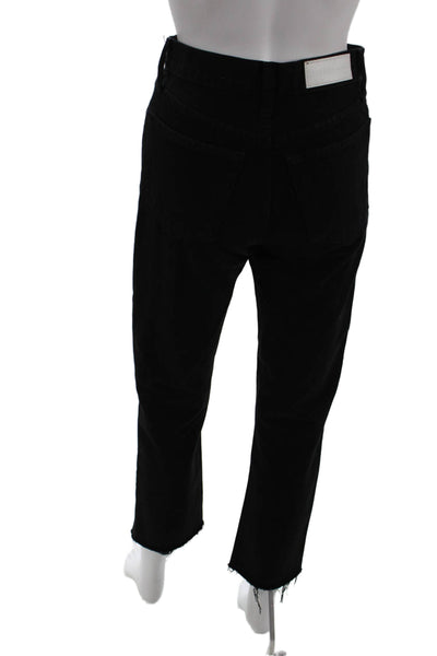 Re/Done Women Cropped Straight Black Jeans High Rise Inseam 28 Size 24