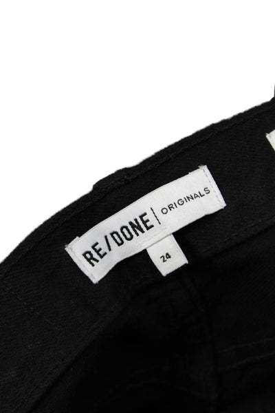 Re/Done Women Cropped Straight Black Jeans High Rise Inseam 28 Size 24