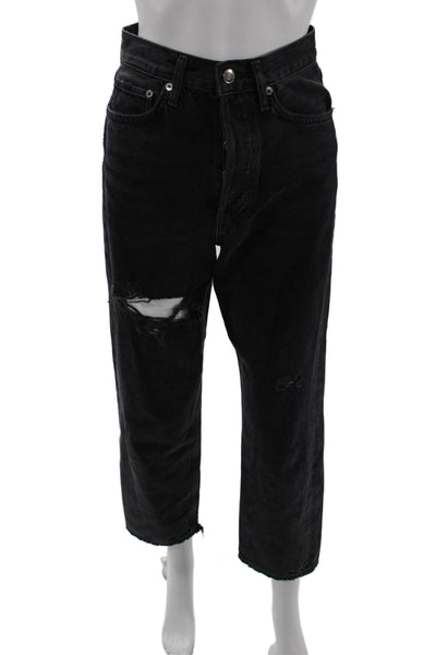 Agolde Unisex Cropped Straight High Rise Black Jeans Size 24