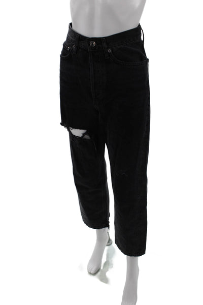Agolde Unisex Cropped Straight High Rise Black Jeans Size 24