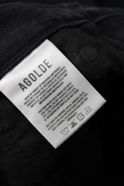 Agolde Unisex Cropped Straight High Rise Black Jeans Size 24