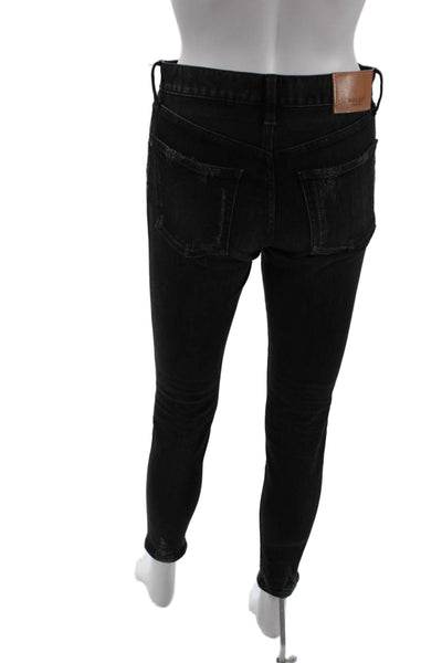 Moussy Women Skinny Ankle Jeans Black Button Mid-Rise Size 24