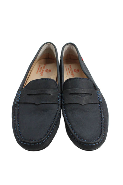 Marc Joseph New York Womens Leather Slide On Casual Loafers Navy Blue Size 8