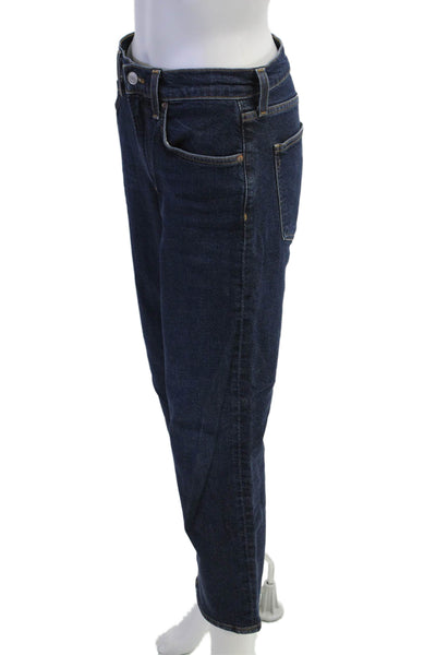Agolde Womens Cropped Straight Jeans Dark Blue High Rise Size 26