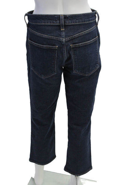 Agolde Womens Cropped Straight Jeans Dark Blue High Rise Size 26