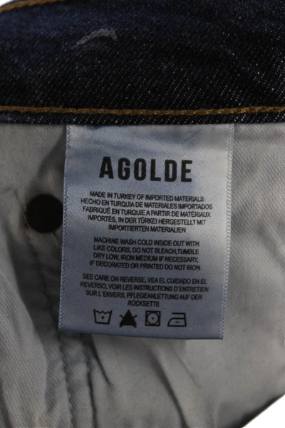 Agolde Womens Cropped Straight Jeans Dark Blue High Rise Size 26