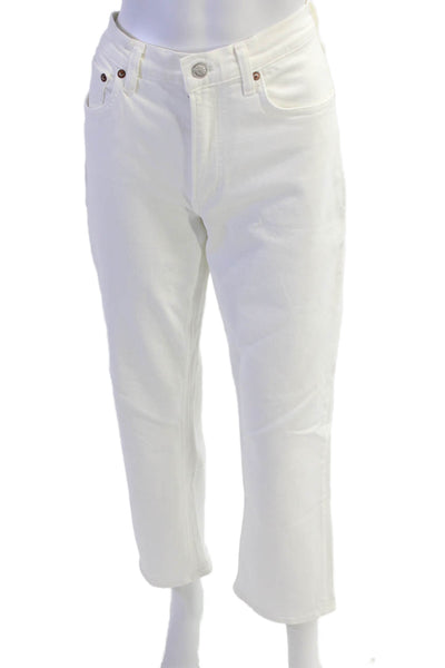 Agolde Womens High Rise Cropped Ankle White Jeans Size 28