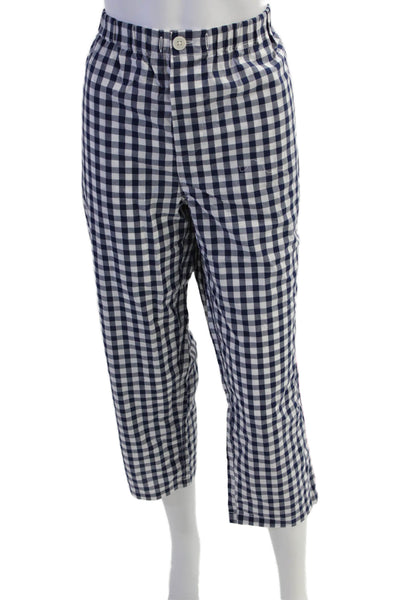 Sleepy Jones Womens Checkered Button-Down Pajama Set Blue Size M