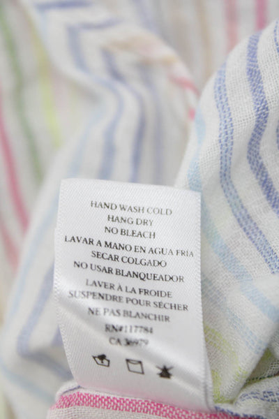 Rails Girls Linen Striped Long Sleeve Collar Button Down Shirt Multicolor Size 4