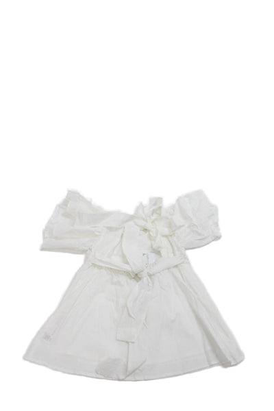 Lil Lemons For Love & Lemons Girls Textured Short Sleeve Blouse Top White Sz 4T