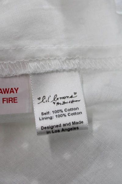 Lil Lemons For Love & Lemons Girls Textured Short Sleeve Blouse Top White Sz 4T