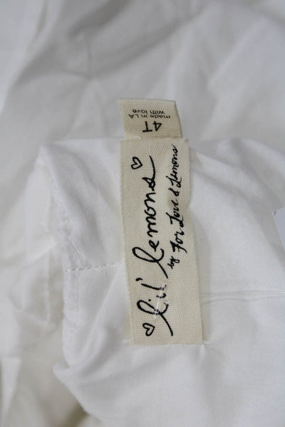 Lil Lemons For Love & Lemons Girls Textured Short Sleeve Blouse Top White Sz 4T