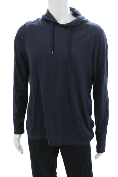 Michael Kors Mens Pullover Hoodie Dark Blue 100% Cotton Drawstring Size L