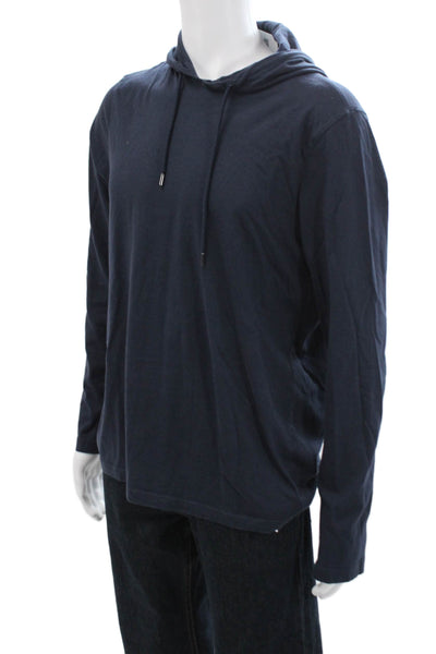 Michael Kors Mens Pullover Hoodie Dark Blue 100% Cotton Drawstring Size L