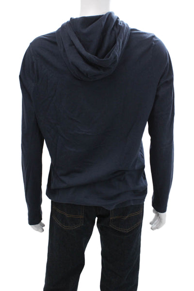 Michael Kors Mens Pullover Hoodie Dark Blue 100% Cotton Drawstring Size L