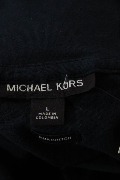 Michael Kors Mens Pullover Hoodie Dark Blue 100% Cotton Drawstring Size L