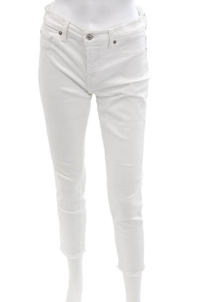 7 For All Mankind, Womens Ankle Cropped Skinny White Jeans Size 28