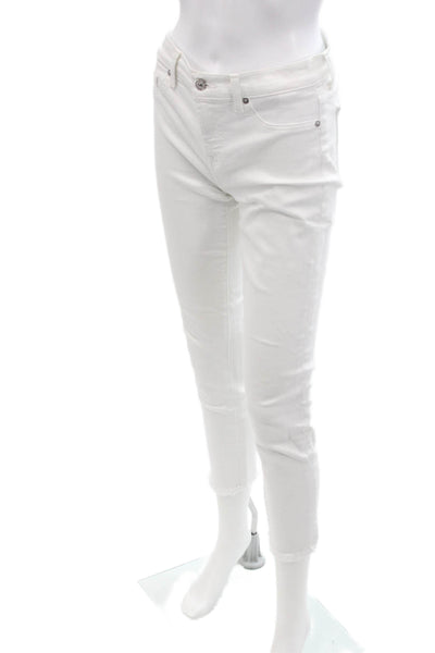 7 For All Mankind, Womens Ankle Cropped Skinny White Jeans Size 28